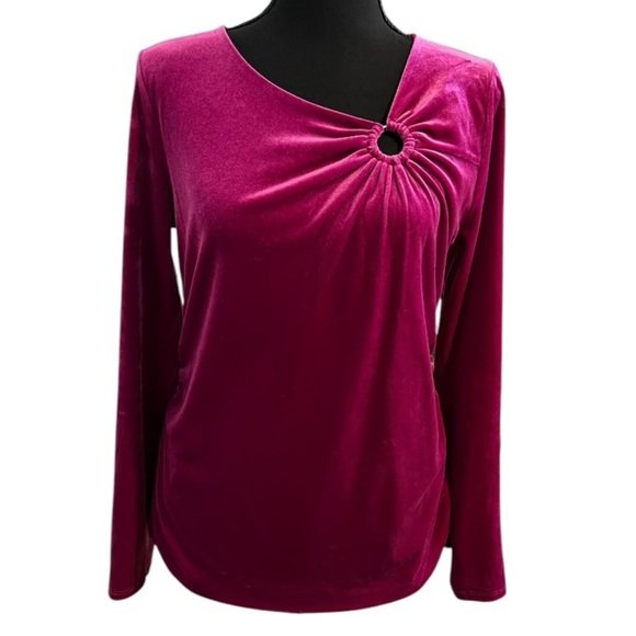 INC Fuscia Velvet Blouse - Picture 2 of 6
